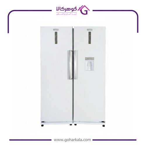 نمای ظاهری یخچال فریزر دوقلو برند رنزو مدل NR6020DN / NF6020DN-ICE