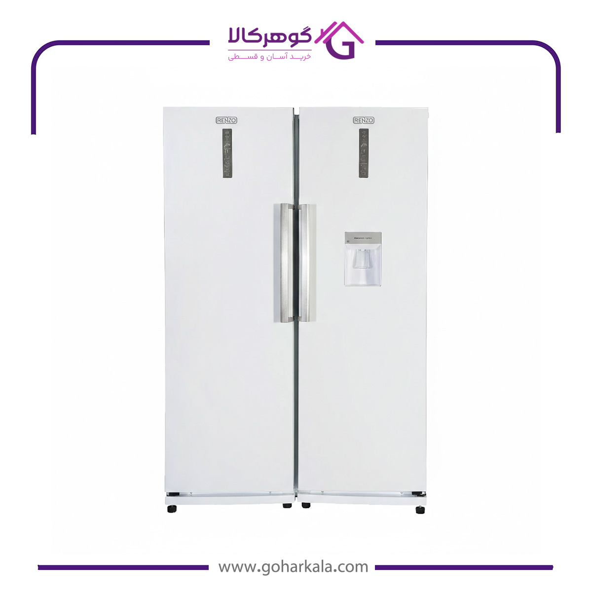 نمای ظاهری یخچال فریزر دوقلو برند رنزو مدل NR6020DN / NF6020DN-ICE