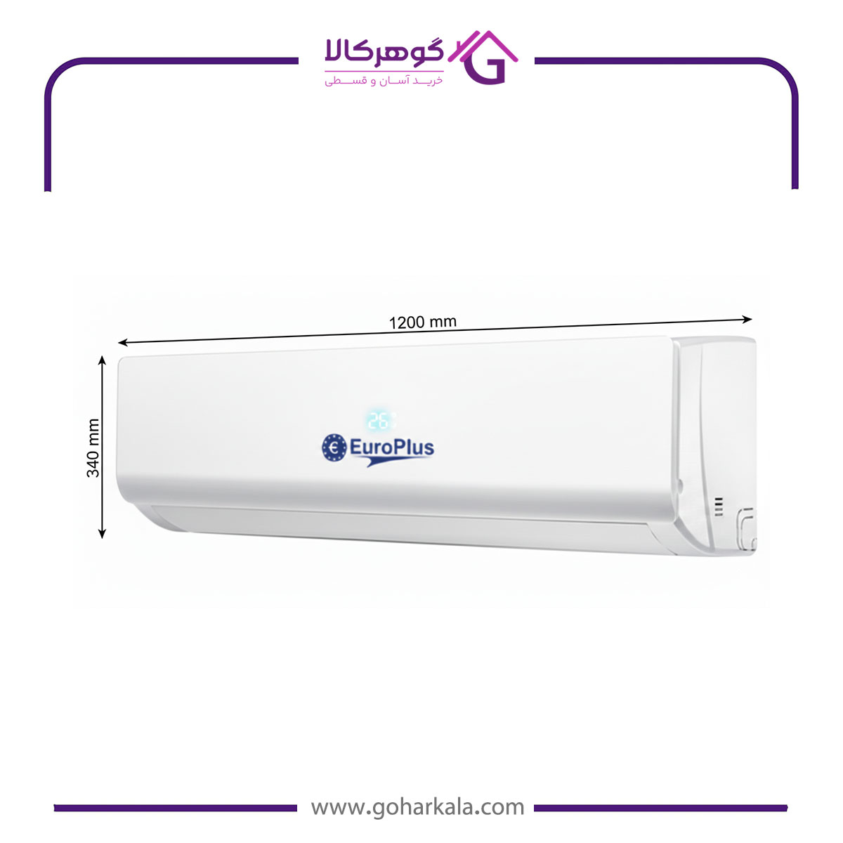 نمای ظاهری کولر گازی ۳۰۰۰۰ برند یوروپلاس (Eurostar) مدل EACS-30WH