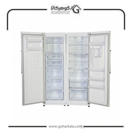 نمای داخلی یخچال فریزر دوقلو برند رنزو مدل NR6020DN / NF6020DN-ICE