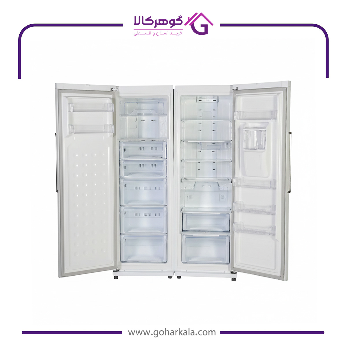 نمای داخلی یخچال فریزر دوقلو برند رنزو مدل NR6020DN / NF6020DN-ICE