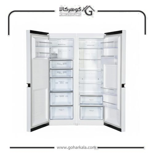 نمای داخلی یخچال فریزر دوقلو برند رنزو مدل NR6040DN / NF6040DN-ICE