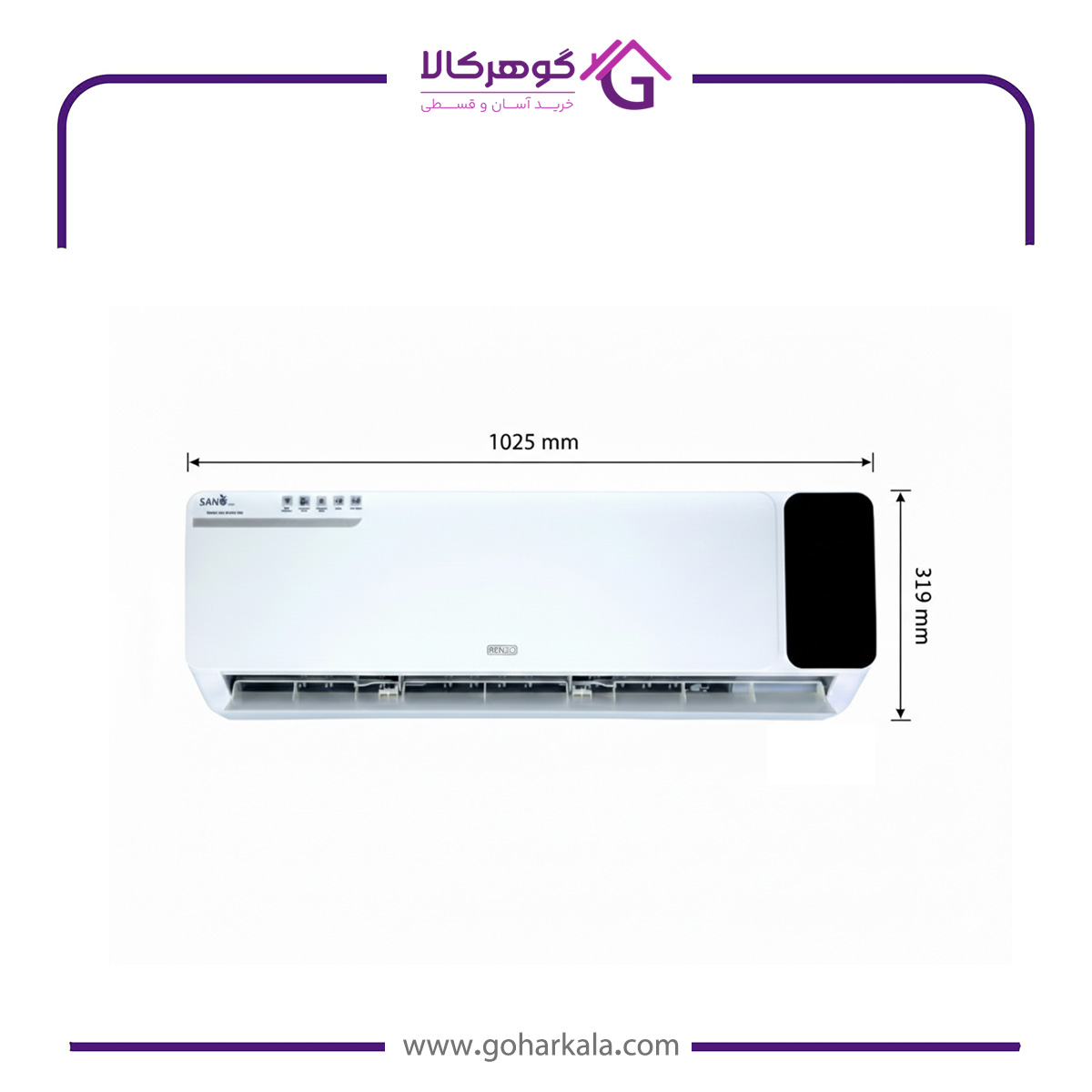 نمای ظاهری پنل کولر گازی ۱۸۰۰۰ رنزو مدل RAC-18WH410T1SKW