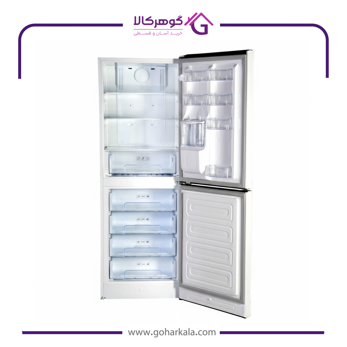 نمای داخلی یخچال فریزر دو درب نیکسان مدل NC7041DN