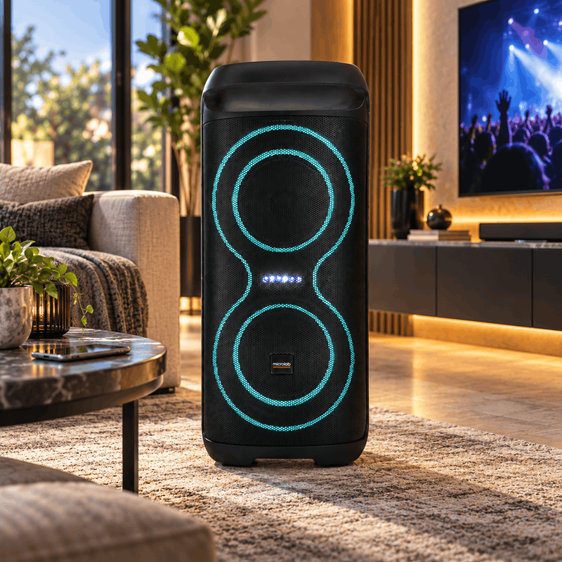 اسپیکر شارژی قابل حمل BUMUSA-65 نسل دوم با توان 50 وات، میکروفون بی‌سیم و نورپردازی LED - تصویر 2