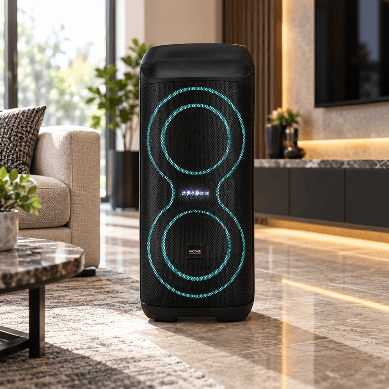 اسپیکر شارژی قابل حمل BUMUSA-65 نسل دوم با توان 50 وات، میکروفون بی‌سیم و نورپردازی LED - تصویر 4