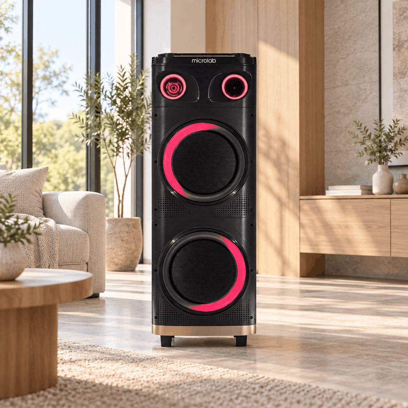اسپیکر شارژی میکرولب مدل BT-1004 Cyclone با توان 100 وات RMS و نورپردازی RGB