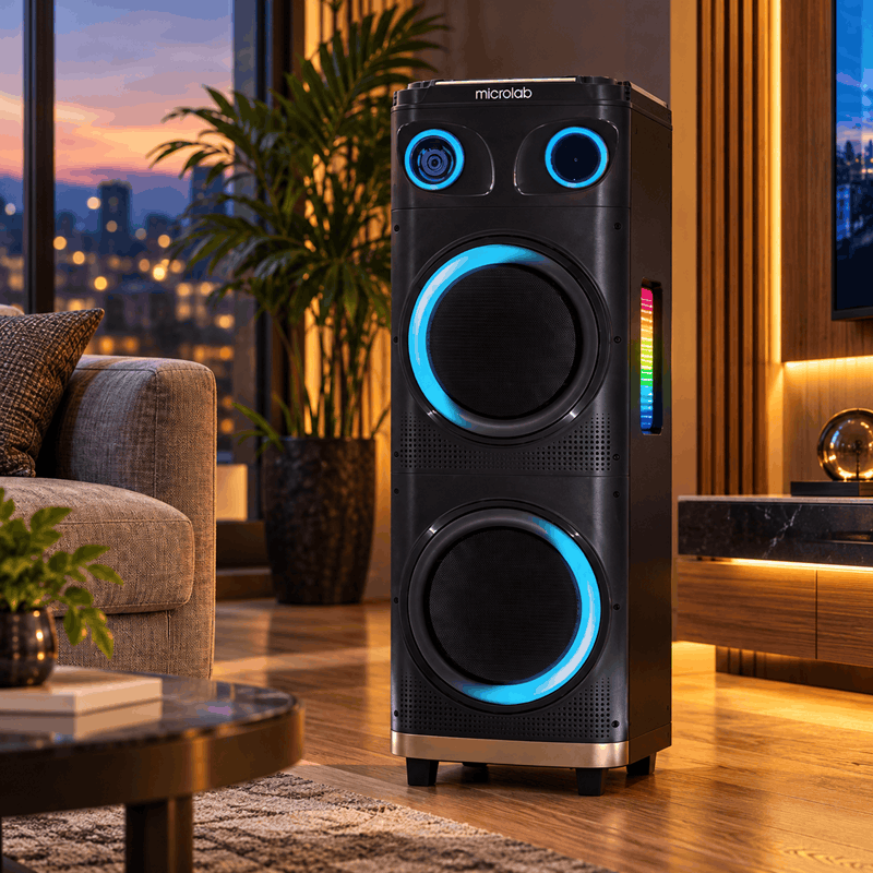 اسپیکر میکرولب BT-1204 توان 140 وات RMS با پنل RGB و میکروفون بی‌سیم - تصویر 5