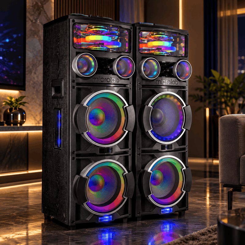 اسپیکر میکرولب Microlab DJ-T400 با نورپردازی سه‌بعدی UFO، بلوتوث و میکروفون بی‌سیم - تصویر 2