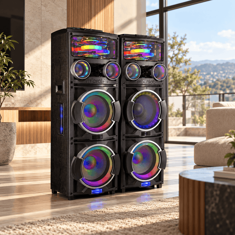 اسپیکر میکرولب Microlab DJ-T400 با نورپردازی سه‌بعدی UFO، بلوتوث و میکروفون بی‌سیم