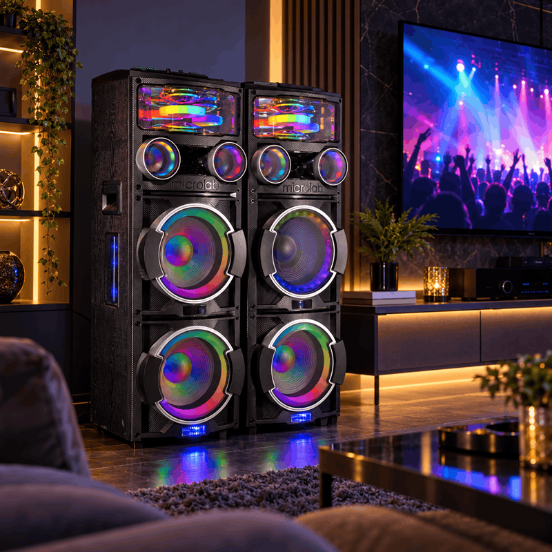 اسپیکر میکرولب Microlab DJ-T400 با نورپردازی سه‌بعدی UFO، بلوتوث و میکروفون بی‌سیم - تصویر 4
