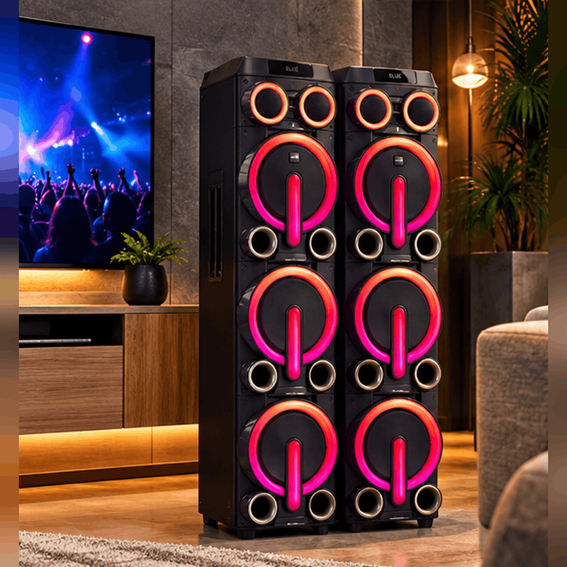 اسپیکر میکرولب Q-620 DJ توان 420 وات RMS با نورپردازی لیزری و میکروفون بی‌سیم - تصویر 2