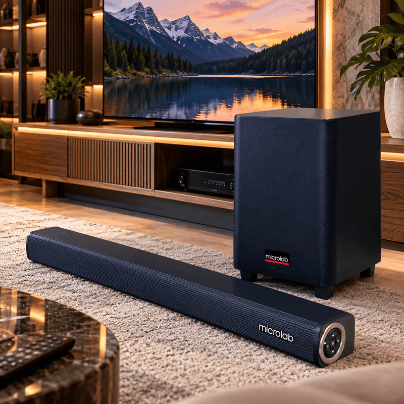 ساندبار بی‌سیم میکرولب مدل SB-2197 با توان 120 وات RMS و ساب‌ووفر 6.5 اینچی