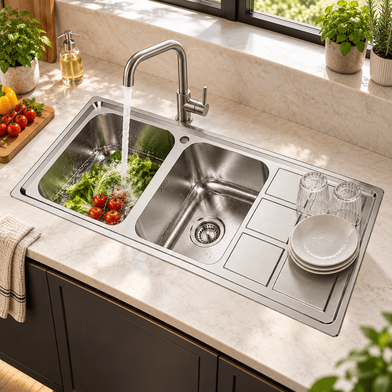 سینک ظرفشویی نیک کالا توکار استیل مدل SSI-102 - تصویر 2