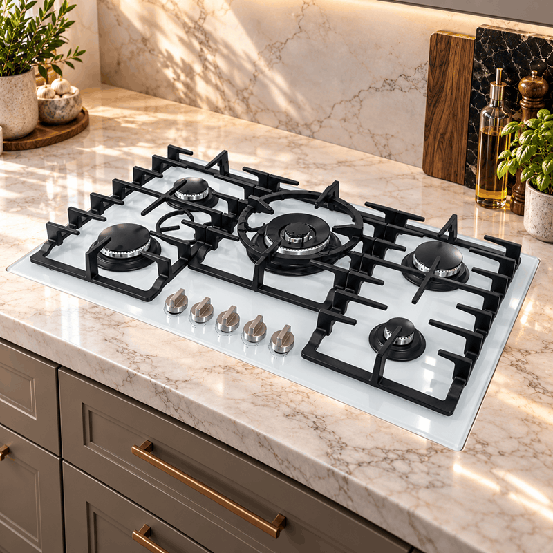 Glass شیشهای مدل GGH-301/3 پلوپز وسط سفید B5301