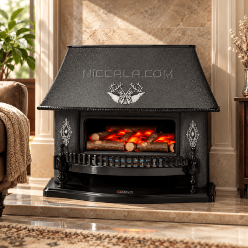 بخاری گازی شومینه‌ای نیک کالا مدل قوسی مدرن MC110