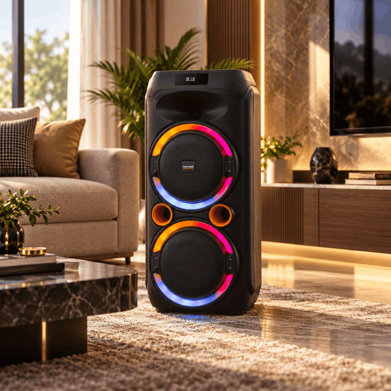 اسپیکر شارژی قابل حمل TONB 64 توان 50 وات با میکروفون بی‌سیم و نورپردازی LED - تصویر 4