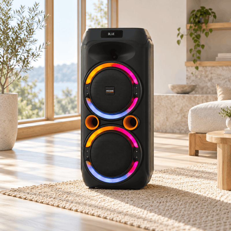 اسپیکر شارژی قابل حمل TONB 64 توان 50 وات با میکروفون بی‌سیم و نورپردازی LED - تصویر 5