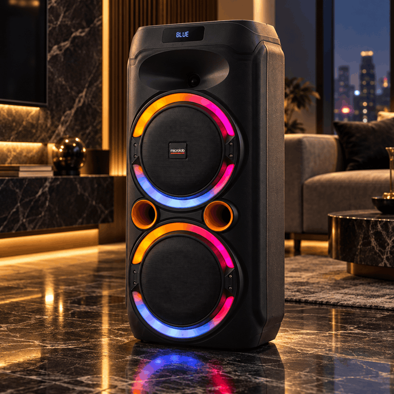 اسپیکر شارژی قابل حمل TONB 64 توان 50 وات با میکروفون بی‌سیم و نورپردازی LED - تصویر 2